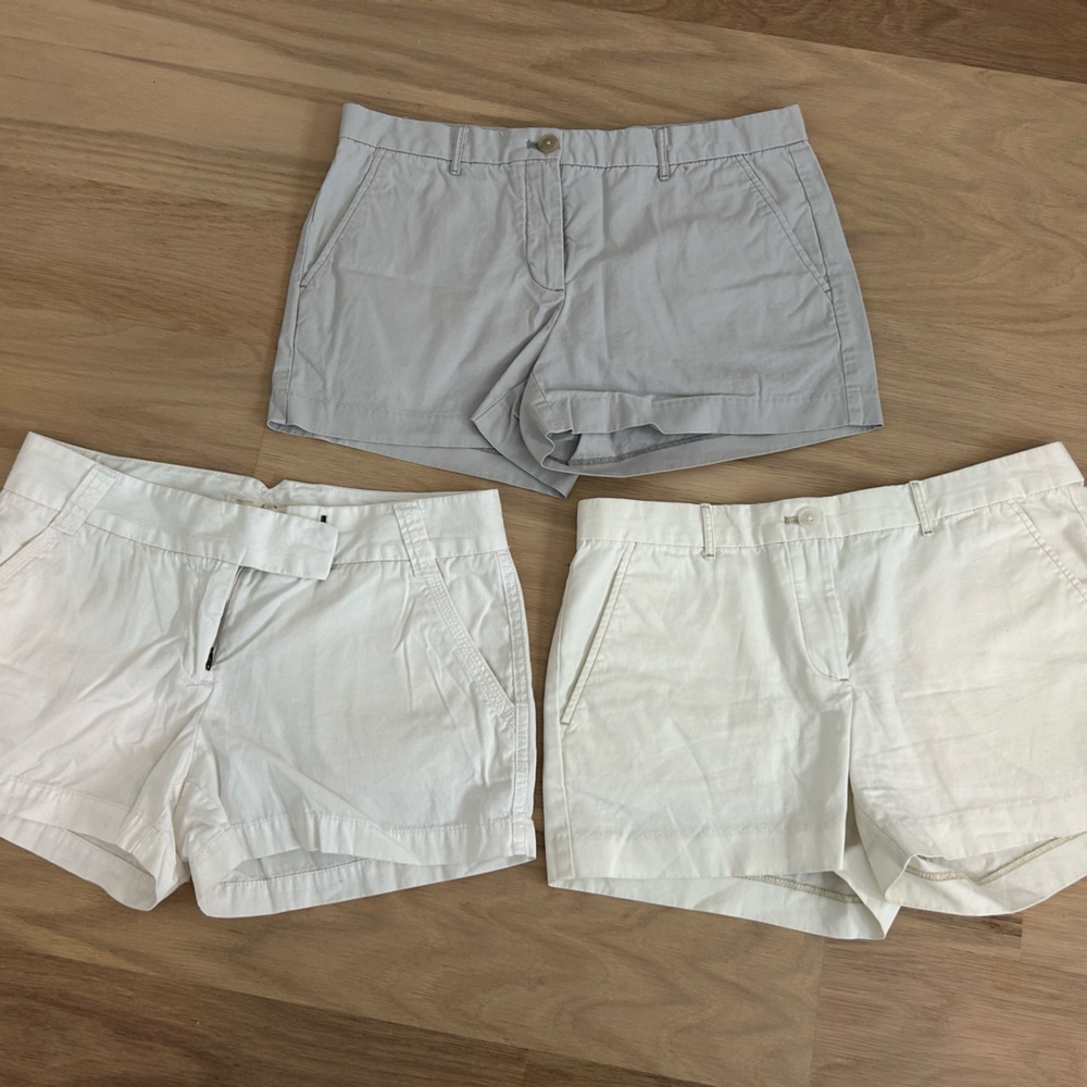 Lot of 3 Women's Casual Shorts, 6, white (J.Crew outlet), gray & cream (Gap)